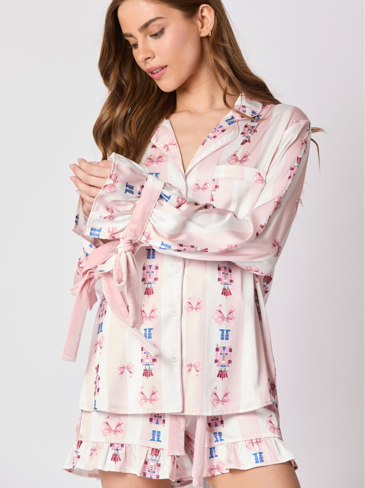 Pink Pajama Set Bow Cuffs-Massicos