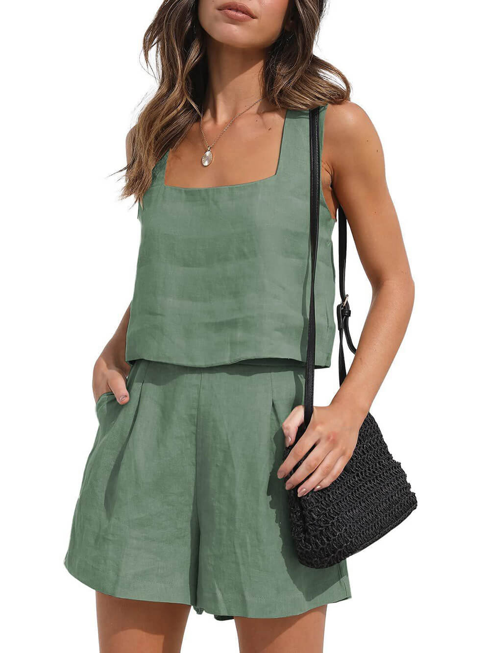 Summer Refreshing Sleeveless Vest Top Shorts Set-Massicos