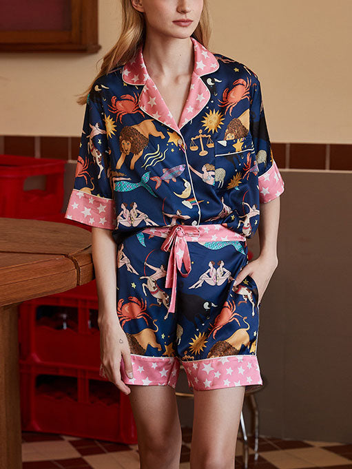 Blue Constellation Shorts Pajama Set-Massicos