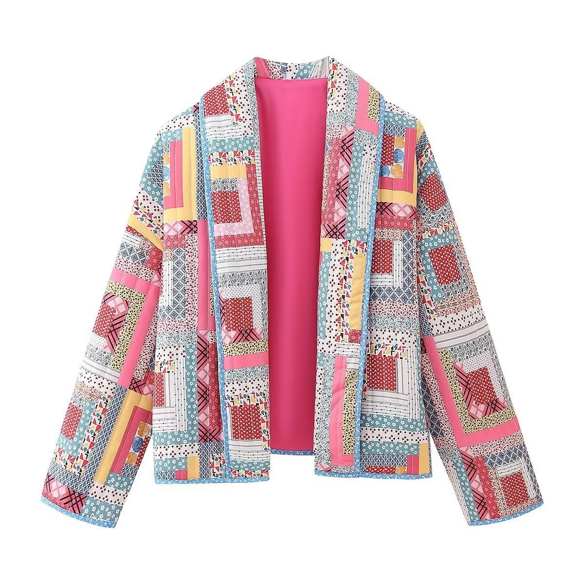 Printed hemmed quilted jacket-Massicos