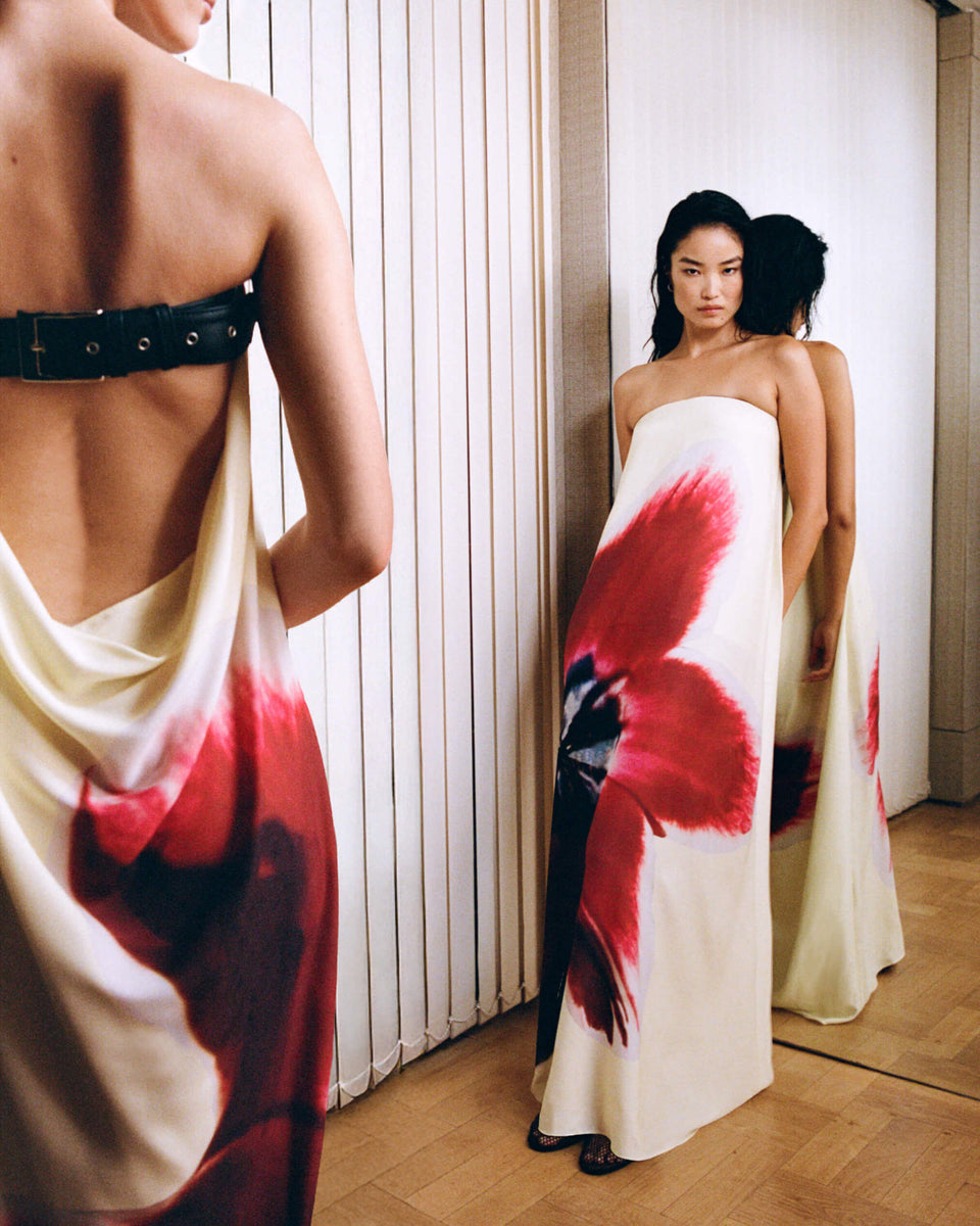off-the-shoulder floral-print maxi dress-Massicos