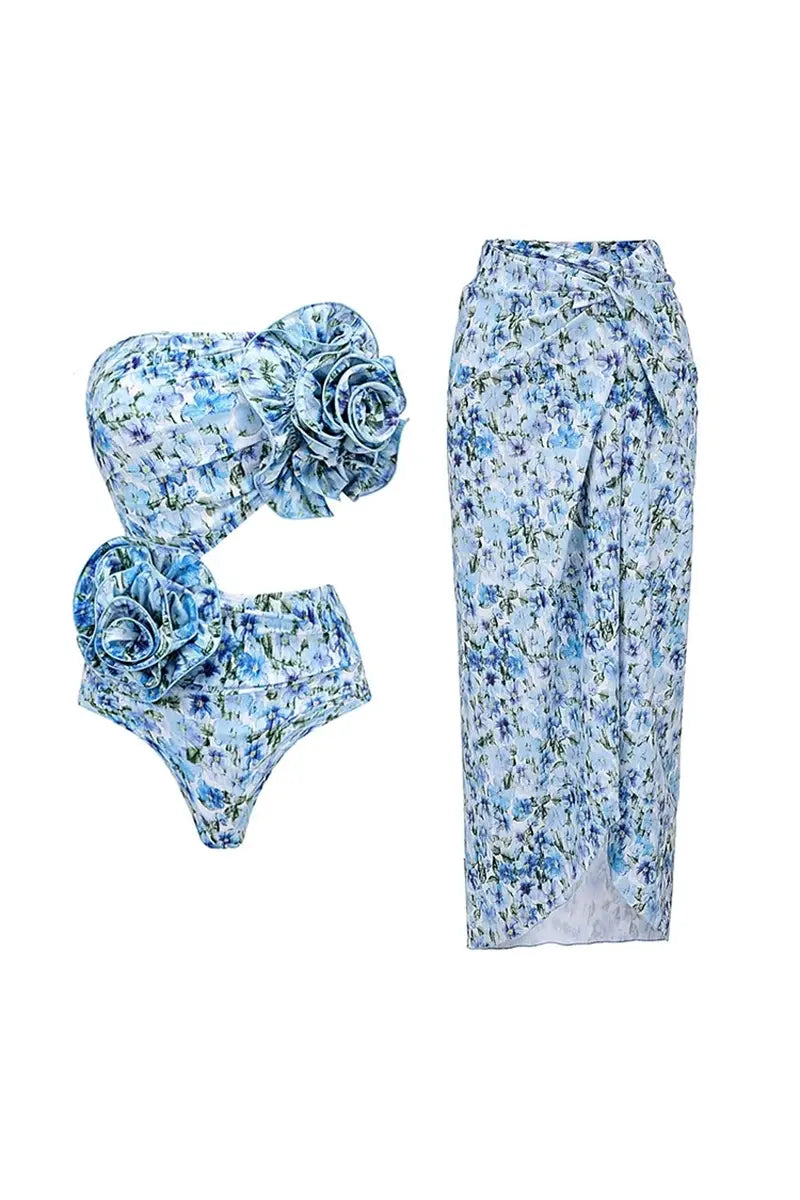 Halter Floral Strapless One-Piece Set-ROVOLE