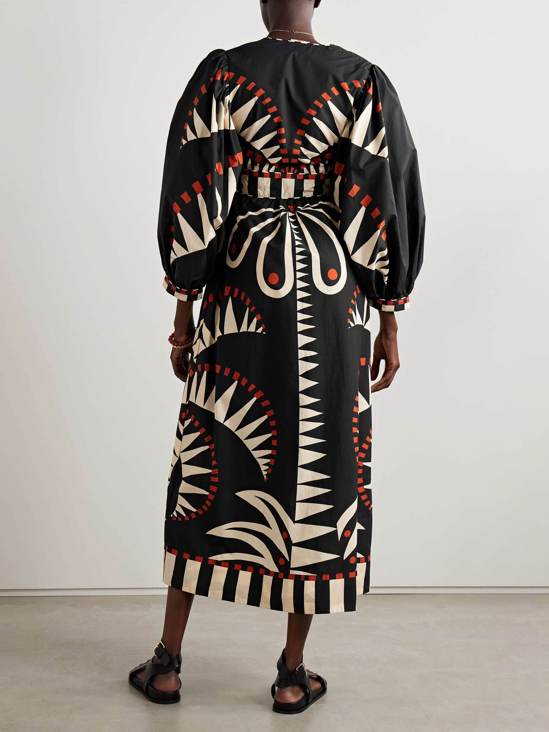 Unique Coconut Jungle Print Puff Sleeve Long Midi Dress-Massicos