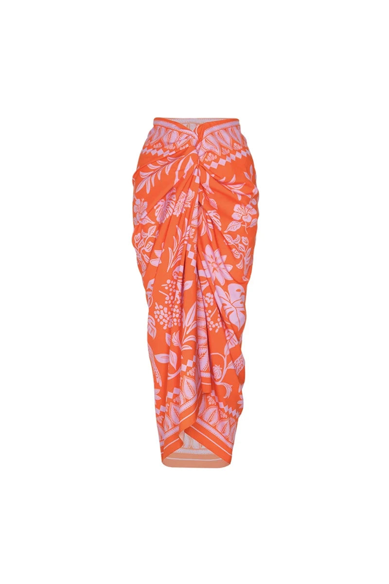 3D Floral Glossy Solid Swimsuit Set-ROVOLE