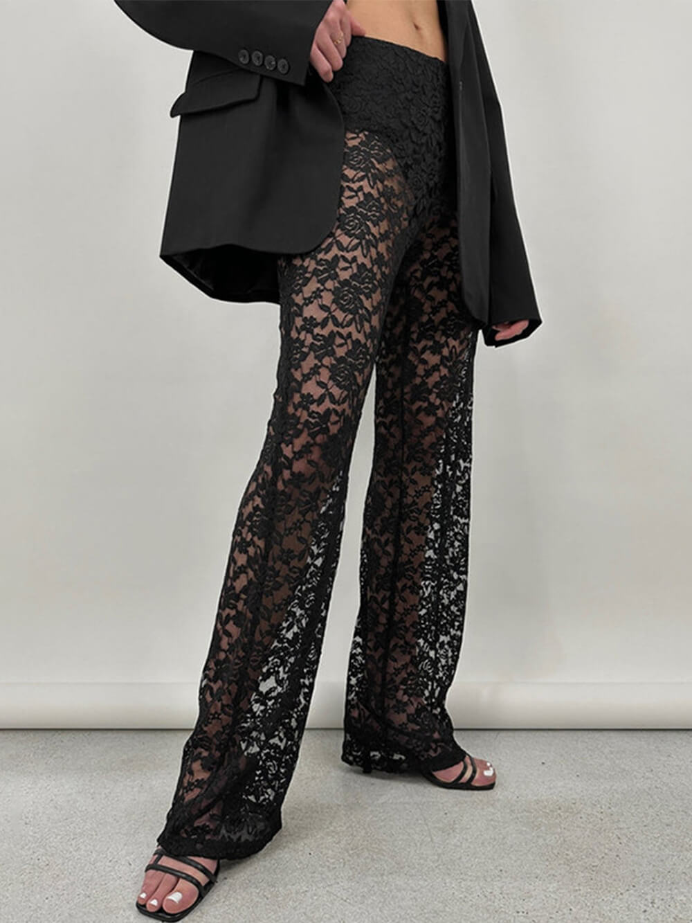 Lace High-Length Straight Pants-Massicos