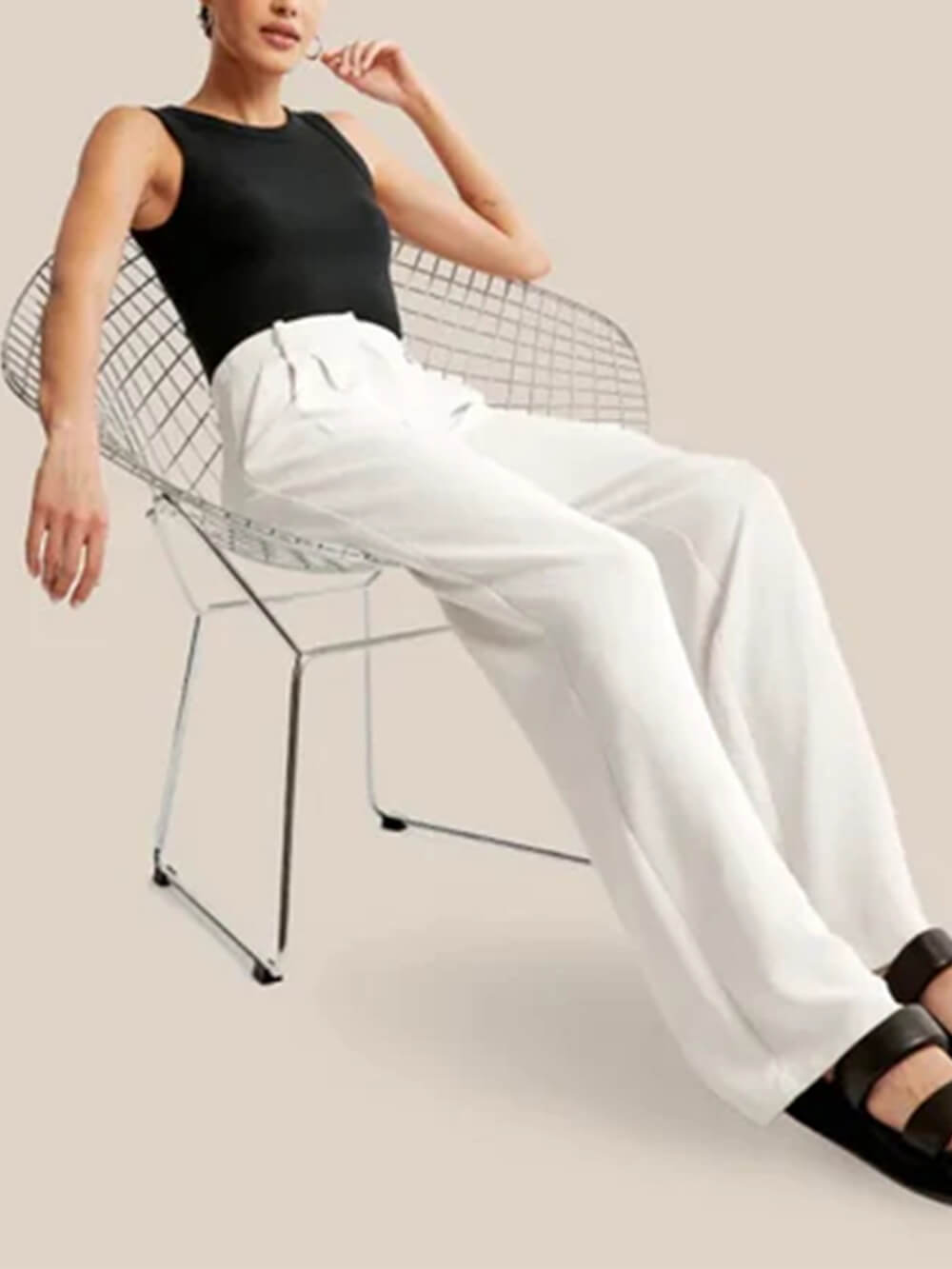 Wide Leg Tailored Pants-Massicos