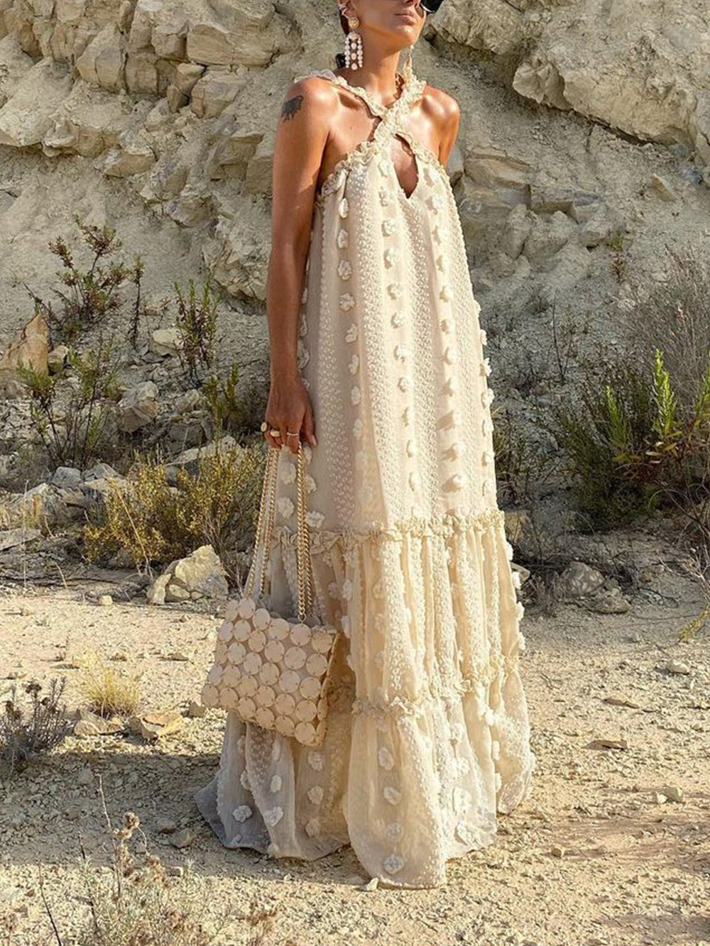 Halterneck Cake Dress-Massicos