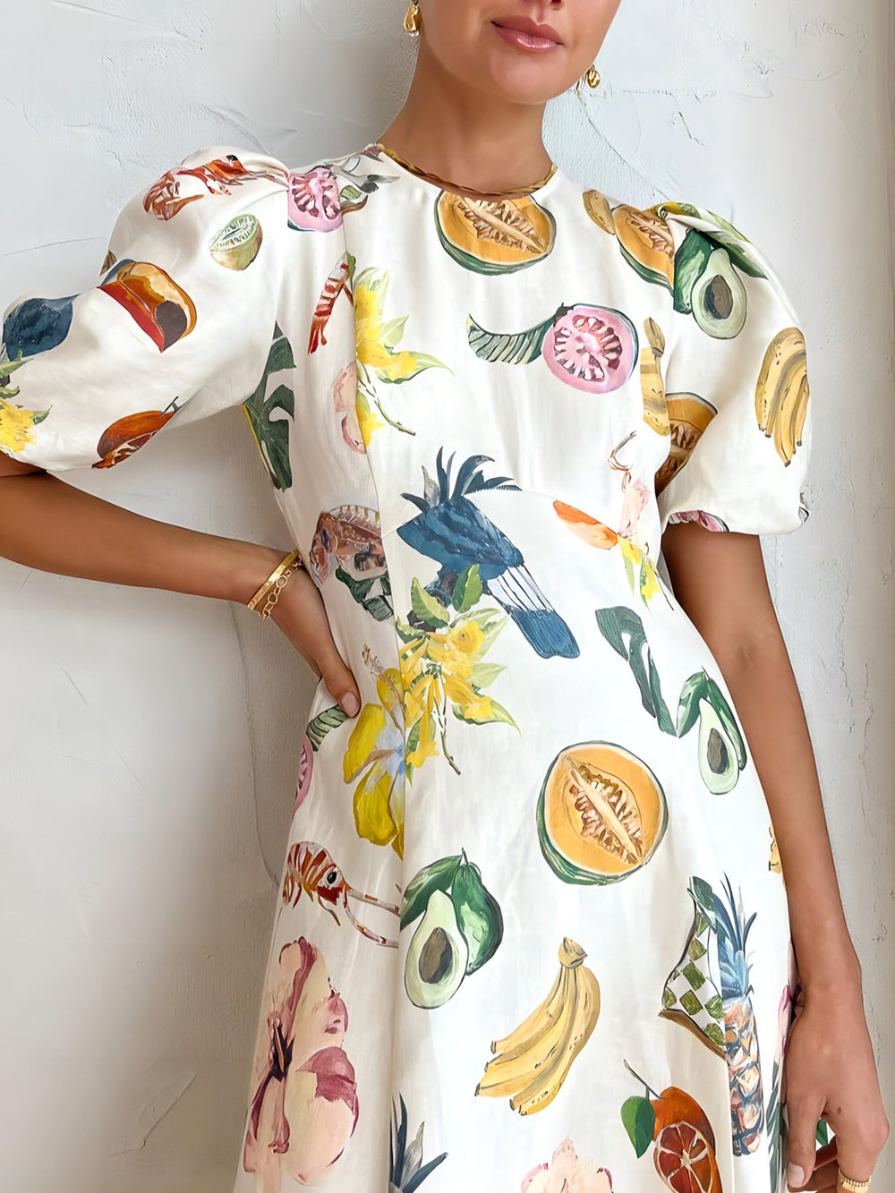Fashion Graffiti Print Slim Fit Versatile Maxi Dress-Massicos