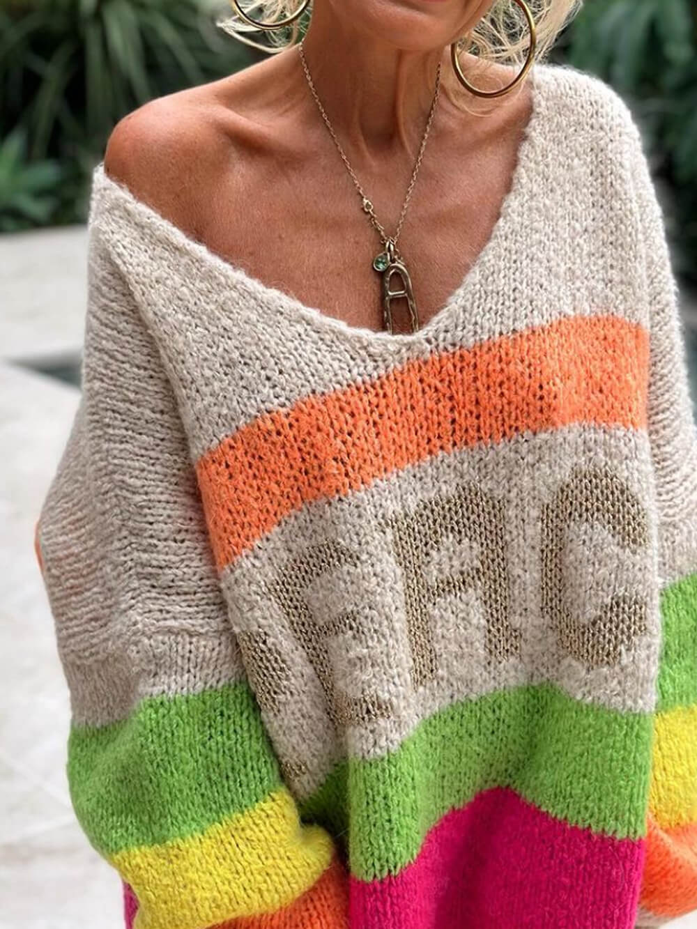 Bohemian Casual Pullover Sweater-Massicos