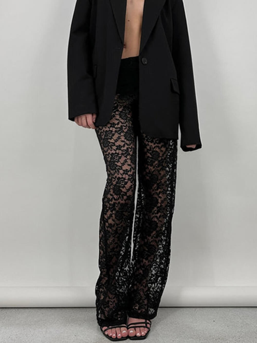 Lace High-Length Straight Pants-Massicos