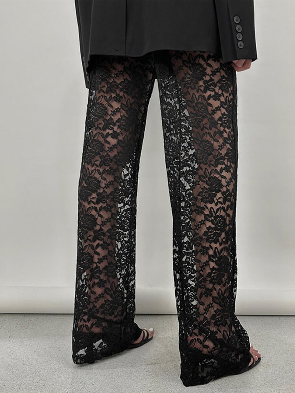 Lace High-Length Straight Pants-Massicos