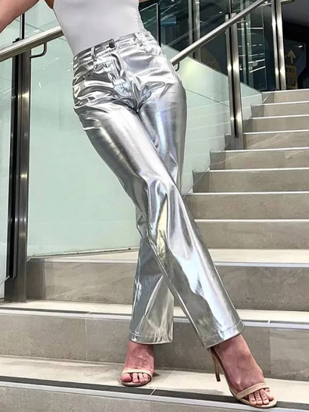 Fashionable PU leather pants-Massicos