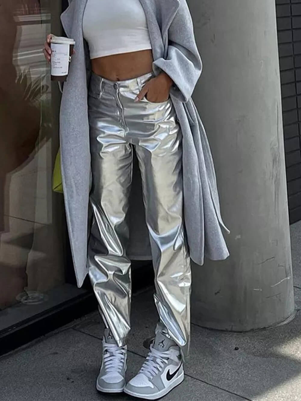 Fashionable PU leather pants-Massicos