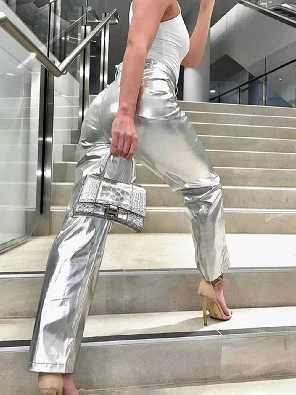 Fashionable PU leather pants-Massicos