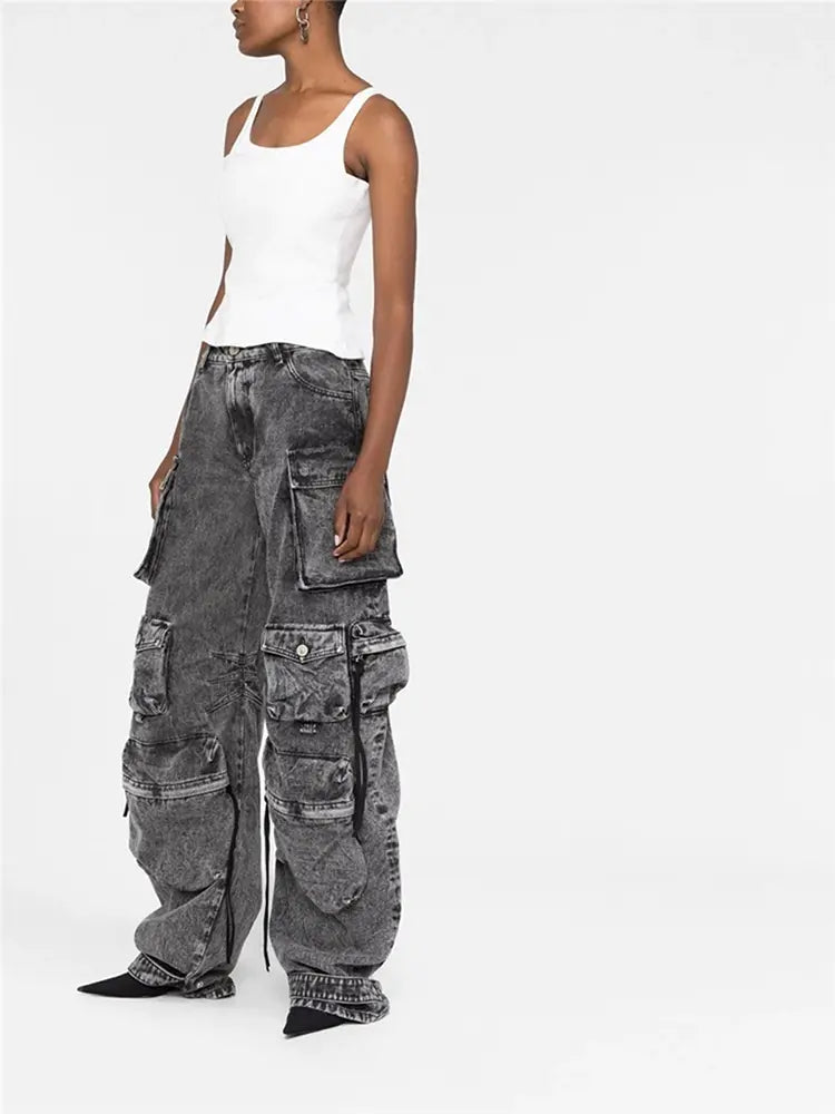 Street Style Cargo Denim-Massicos