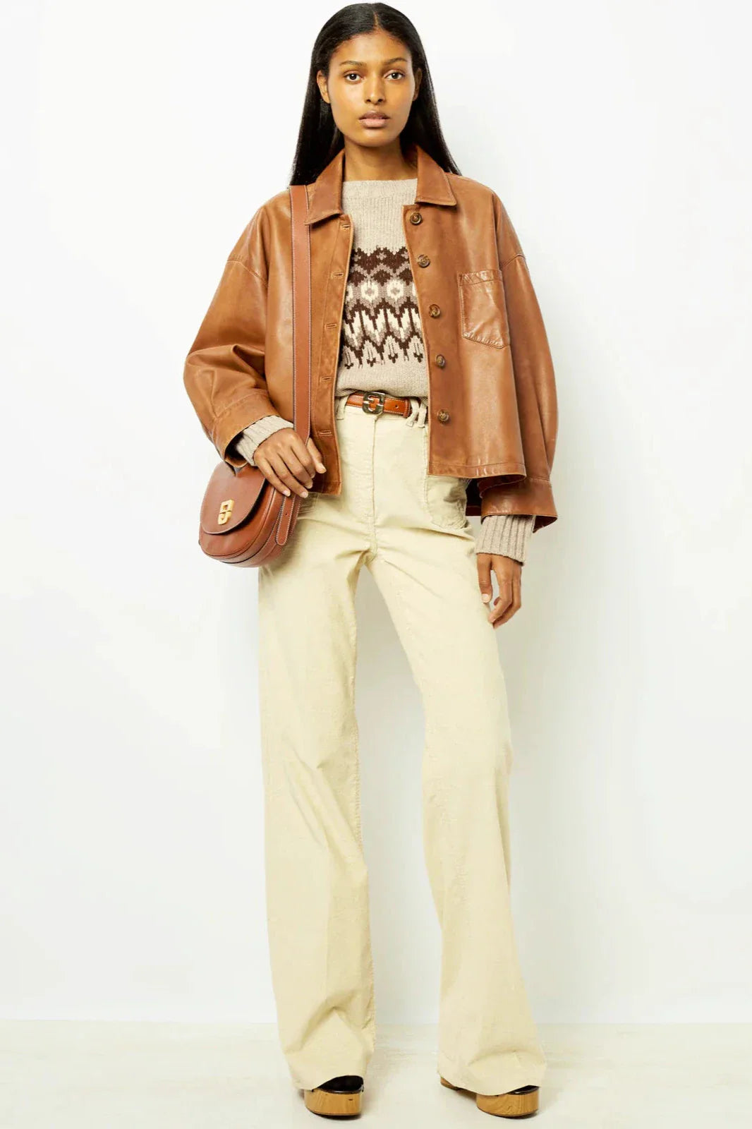 Minimalist Boxy Leather Short Jacket-ROVOLE