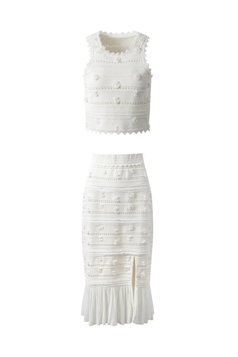 Julia Embellished Hollow Out Knit Set-ROVOLE