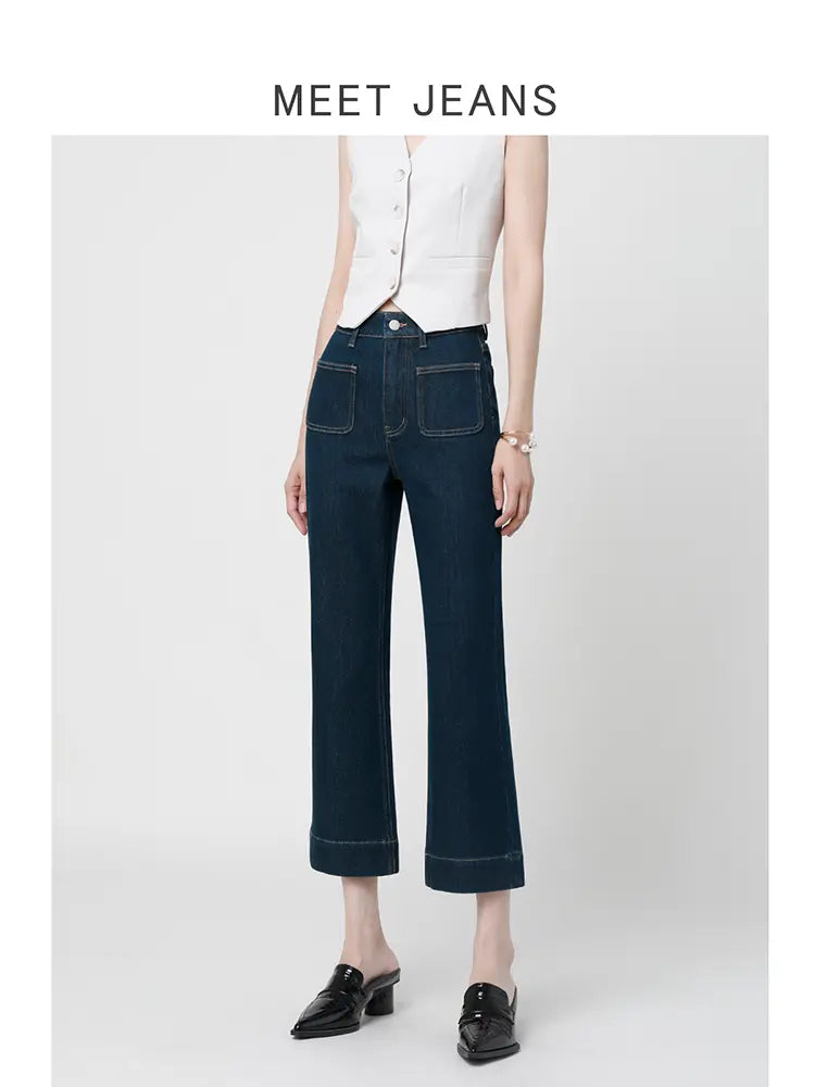 Petite Flare High-Waist Jeans-Massicos