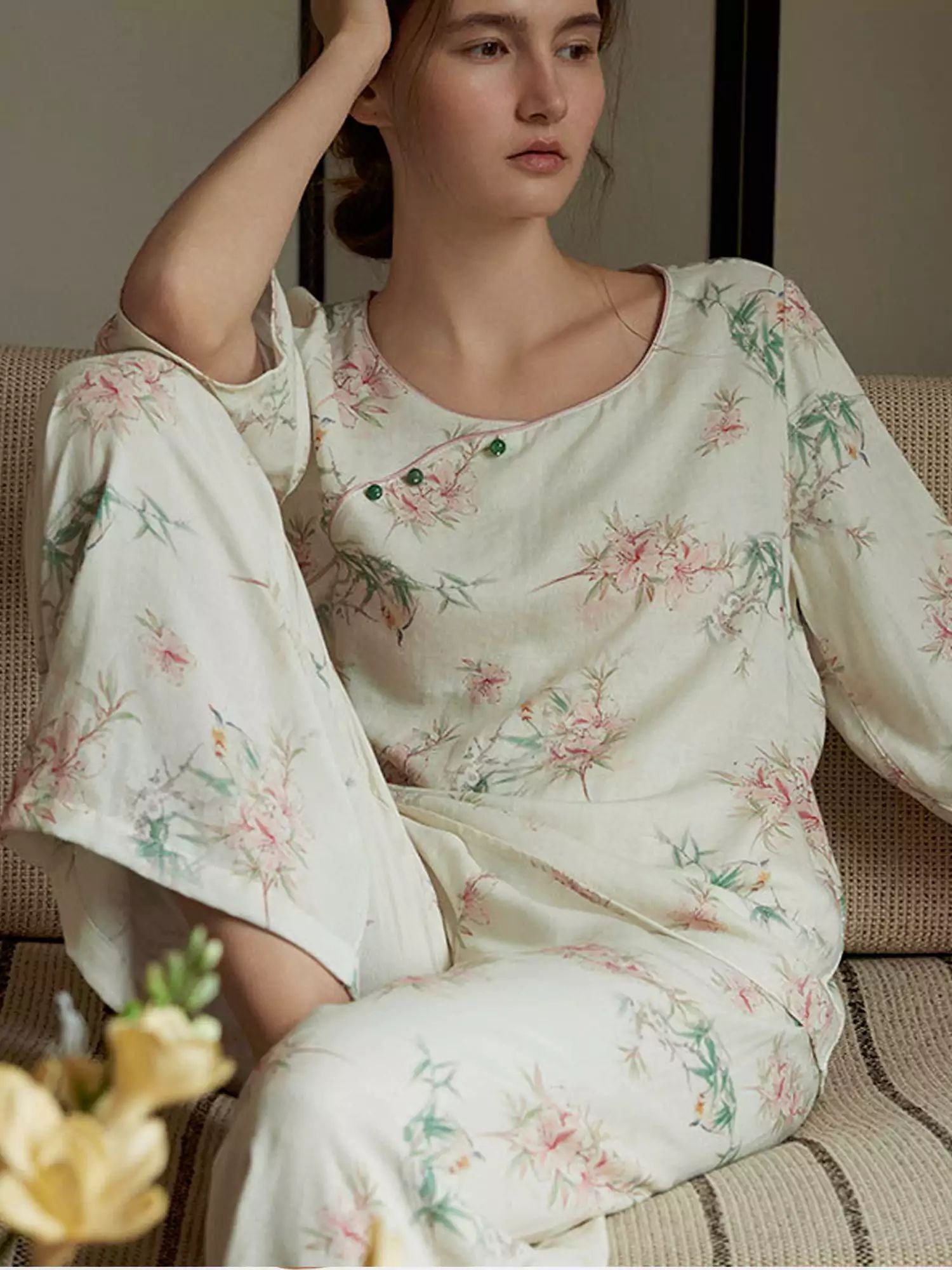 Eco-Friendly  Fiber Printed Pajama Set-Massicos