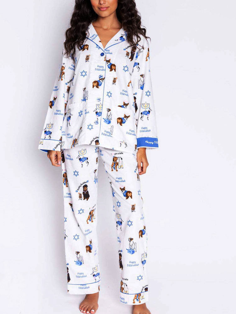 Cute Dog Print Pajama Set-Massicos