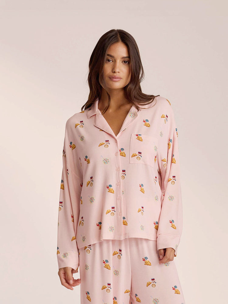 Food Print Pajama Set - Dusty Pink-Massicos