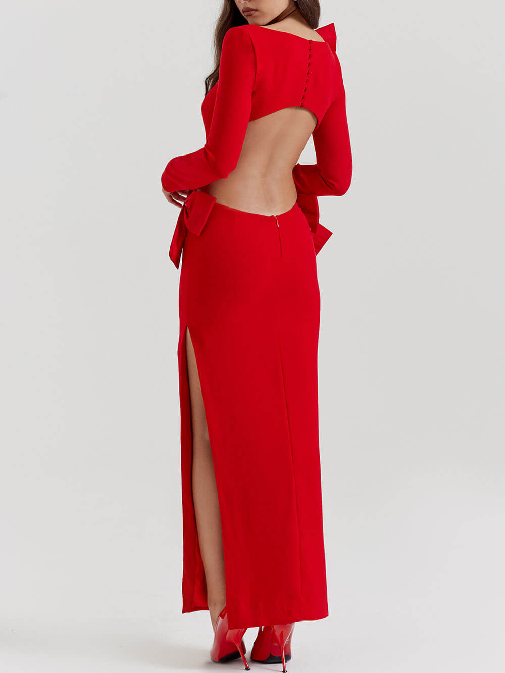 Red Bow Maxi Dress-Massicos