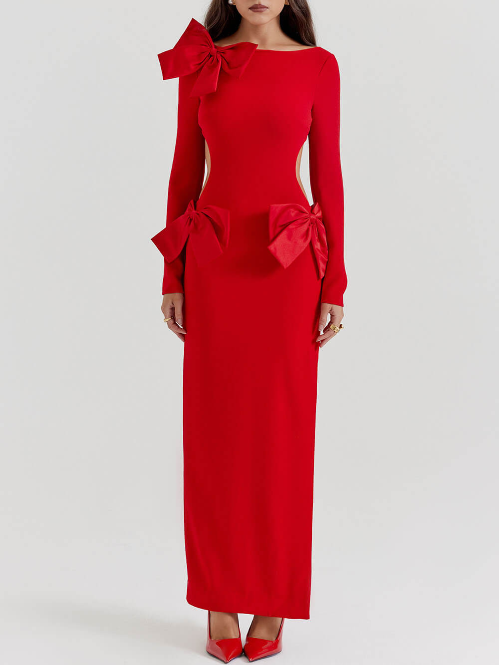 Red Bow Maxi Dress-Massicos