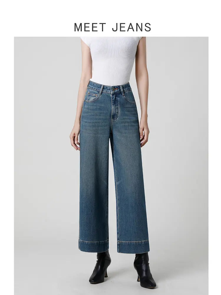 Petite High-Waist Wide-Leg Jeans-Massicos
