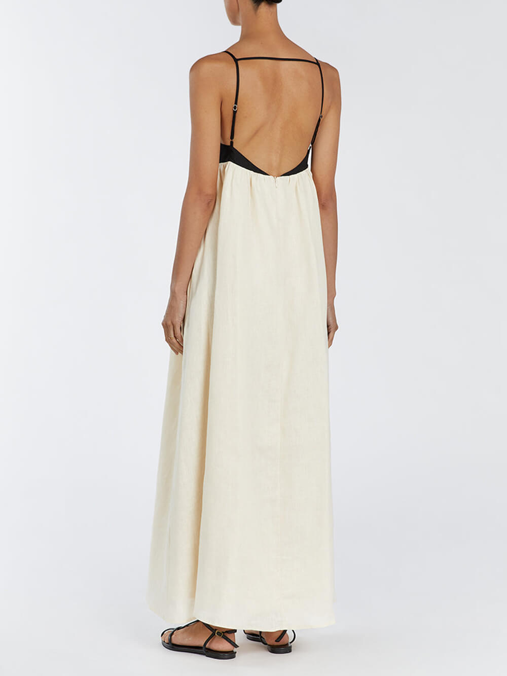 Loose Suspender Black And White Patchwork Maxi Dress-Massicos