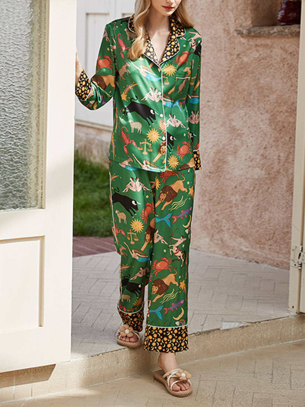 Green Constellation Print Pajama Set-Massicos