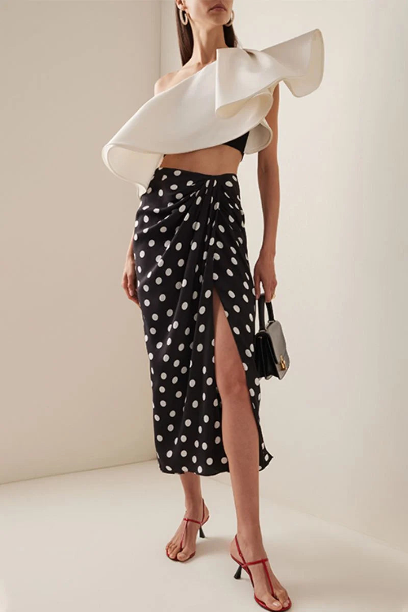 Bikini Set with Polka Dot Wrap Skirt-ROVOLE