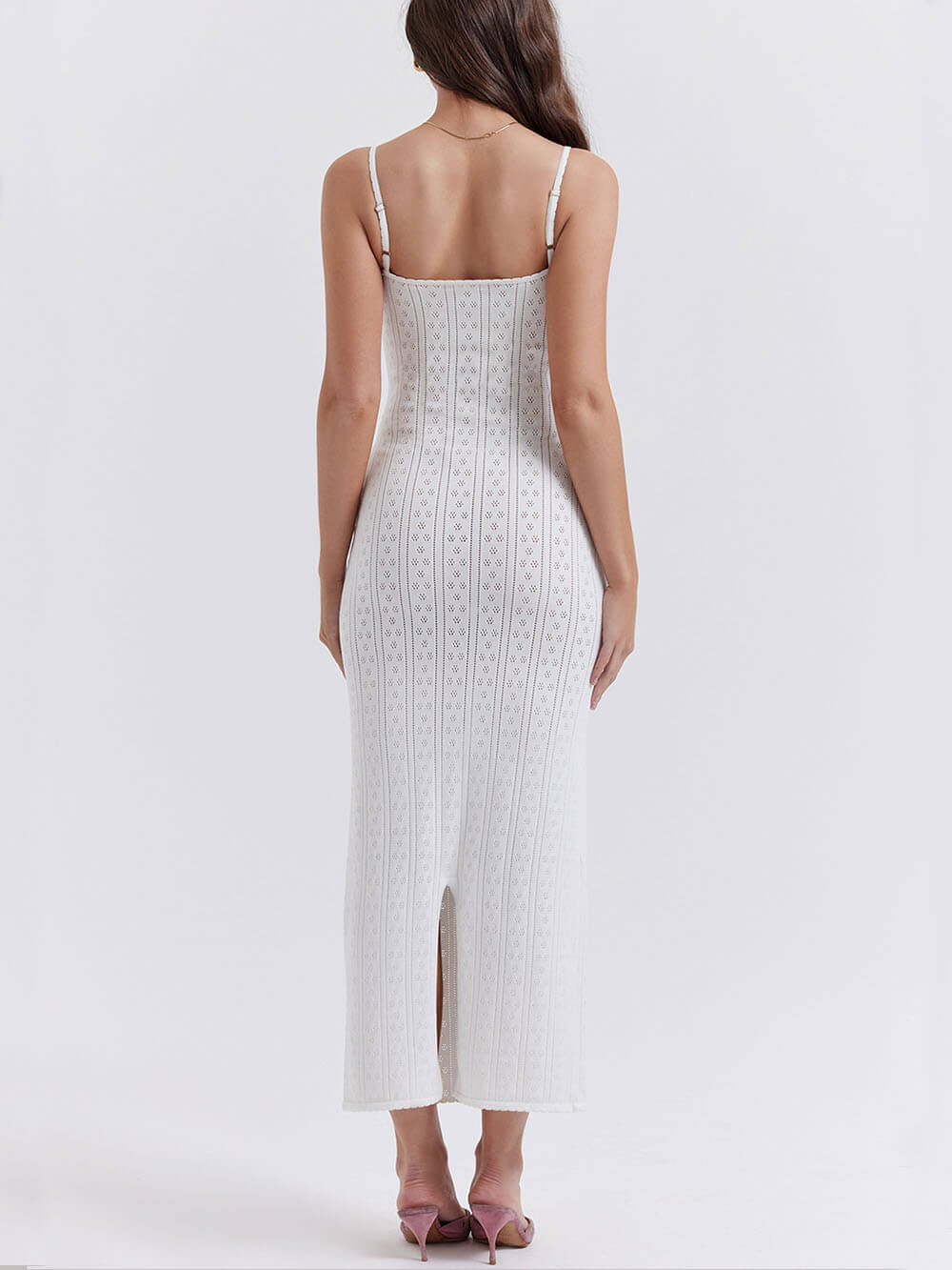White Knit Maxi Dress-Massicos