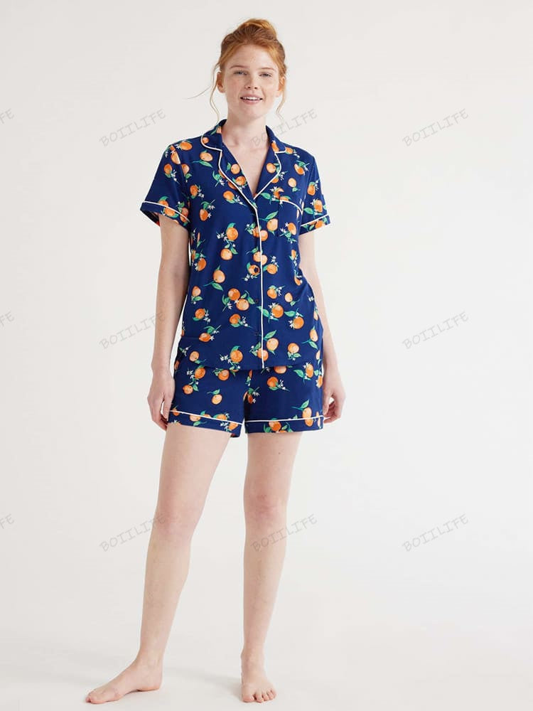 Casual Floral Print Loungewear Shirt & Shorts Cardigan Set-Massicos