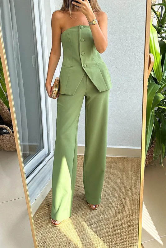 Commute Style Blazer Tube Top Set-ROVOLE