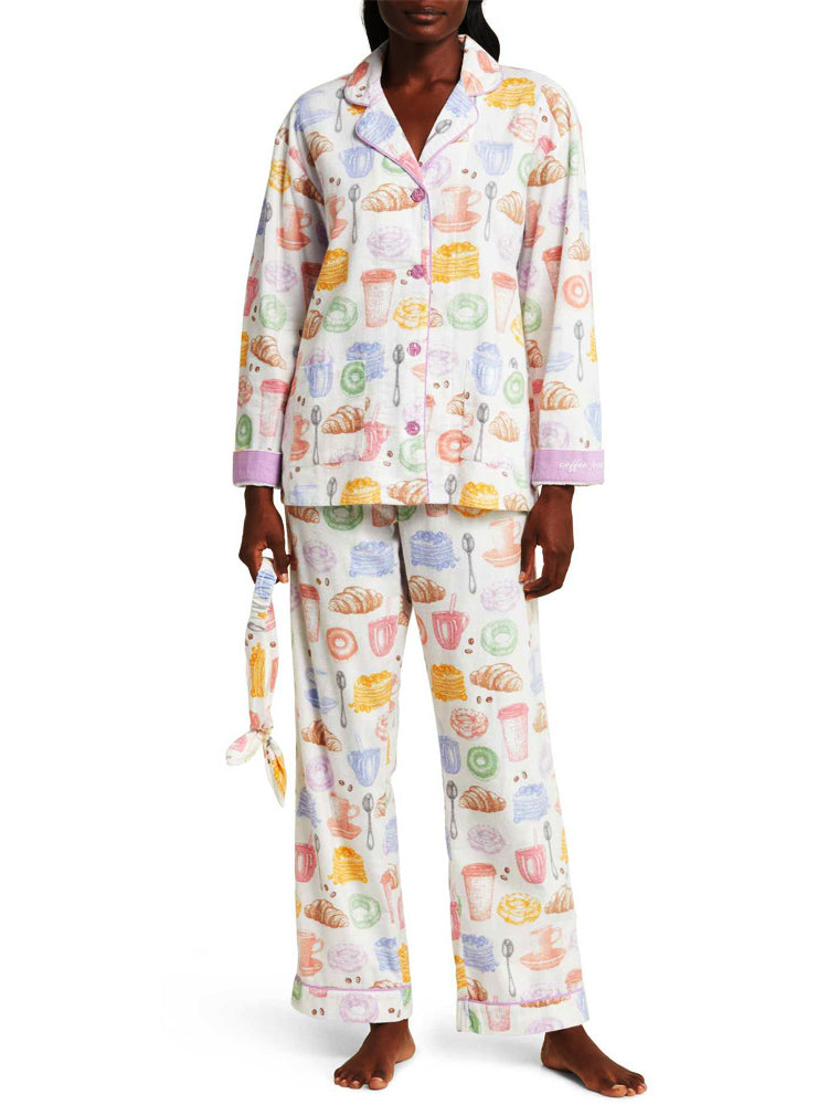 Milk Tea & Bread Print Pajama Set-Massicos