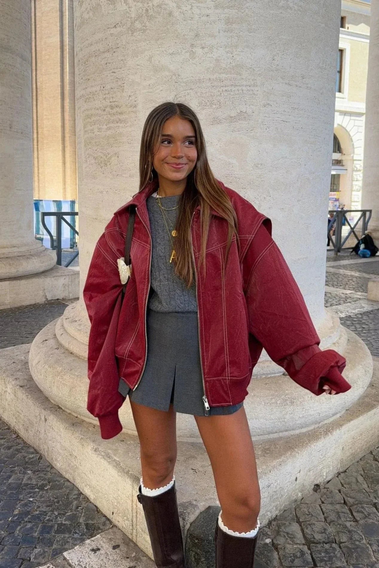 Casual Street Solid Color Patchwork Zipper Turndown Collar Outerwear-ROVOLE