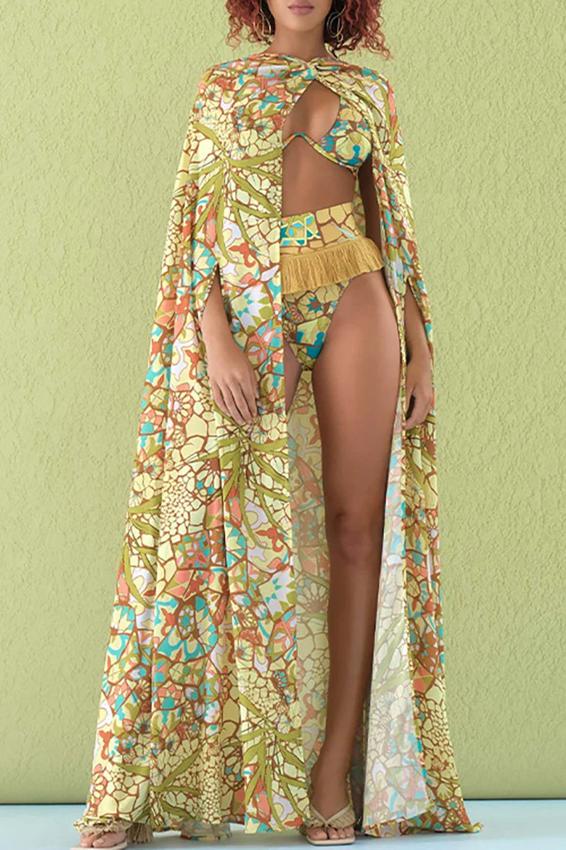 Boho Tassel Tribal Print Bikini Set-ROVOLE