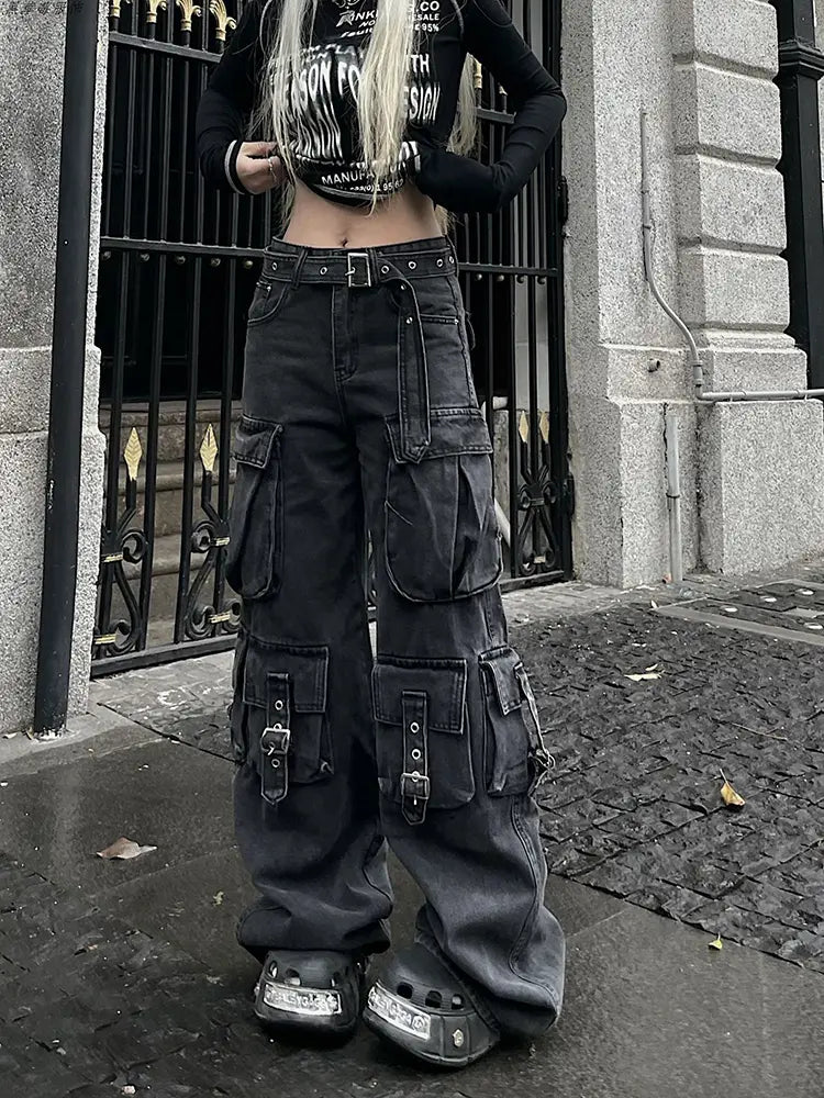 Women's Wide-Leg Denim Pants-Massicos