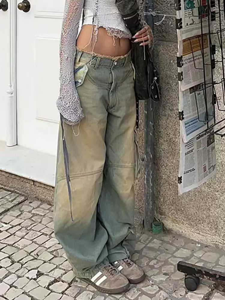 Vintage Washed Denim Pants-Massicos