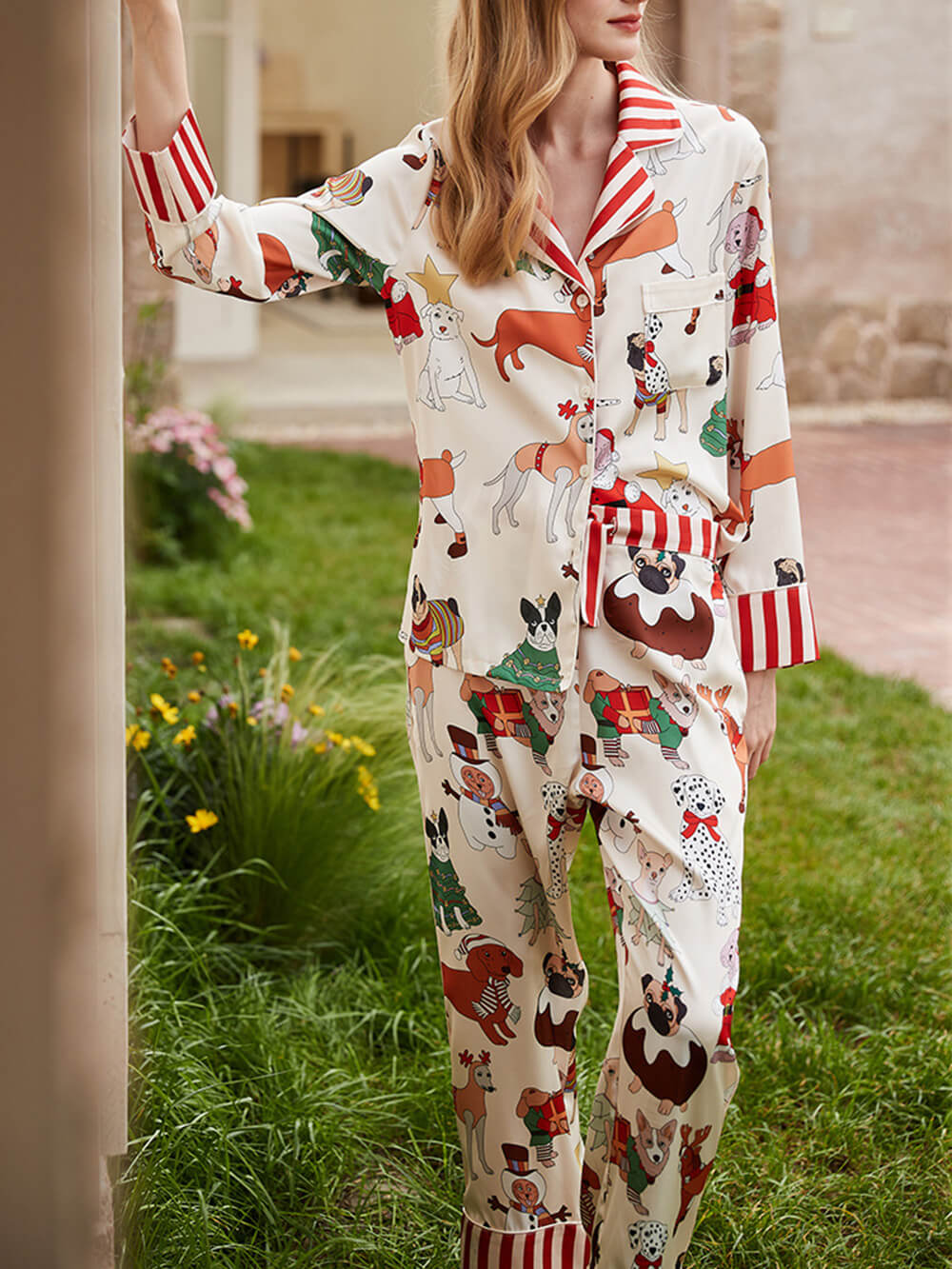 Christmas Dog Print Pajama Set-Massicos