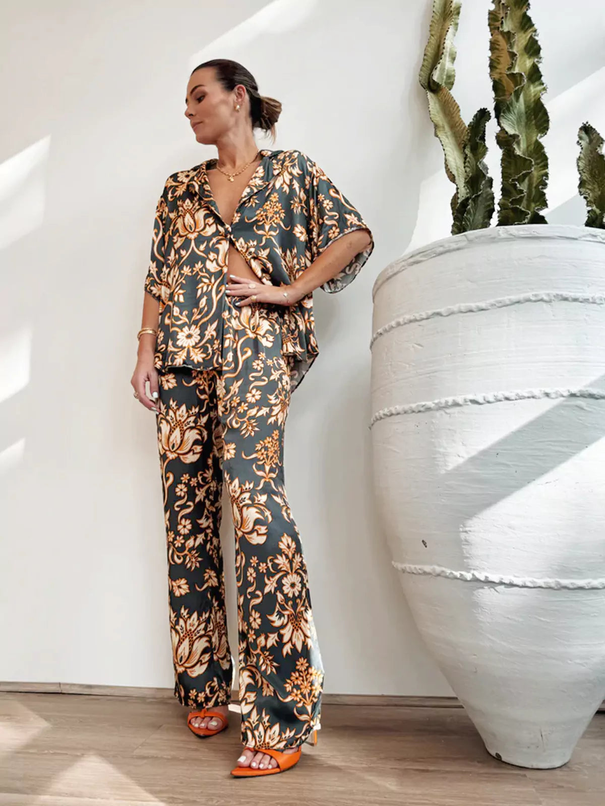 Golden Mystery Lotus Pajama Set-Massicos