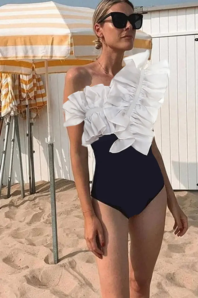 Lace Mesh Retro One Piece Swimsuit-ROVOLE
