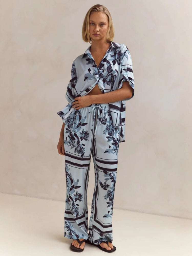 Casual Printed Cardigan Home Set-Massicos