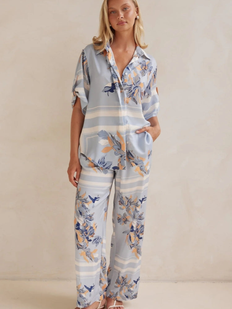 Casual Printed Cardigan Home Set-Massicos