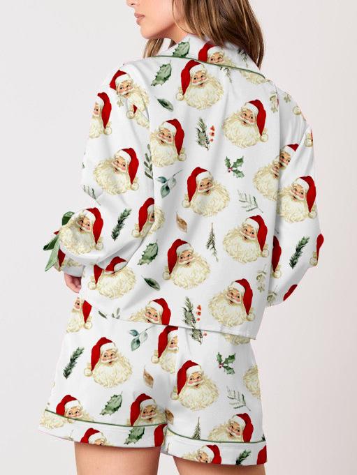Cute Santa Head Print Pajama Set-Massicos