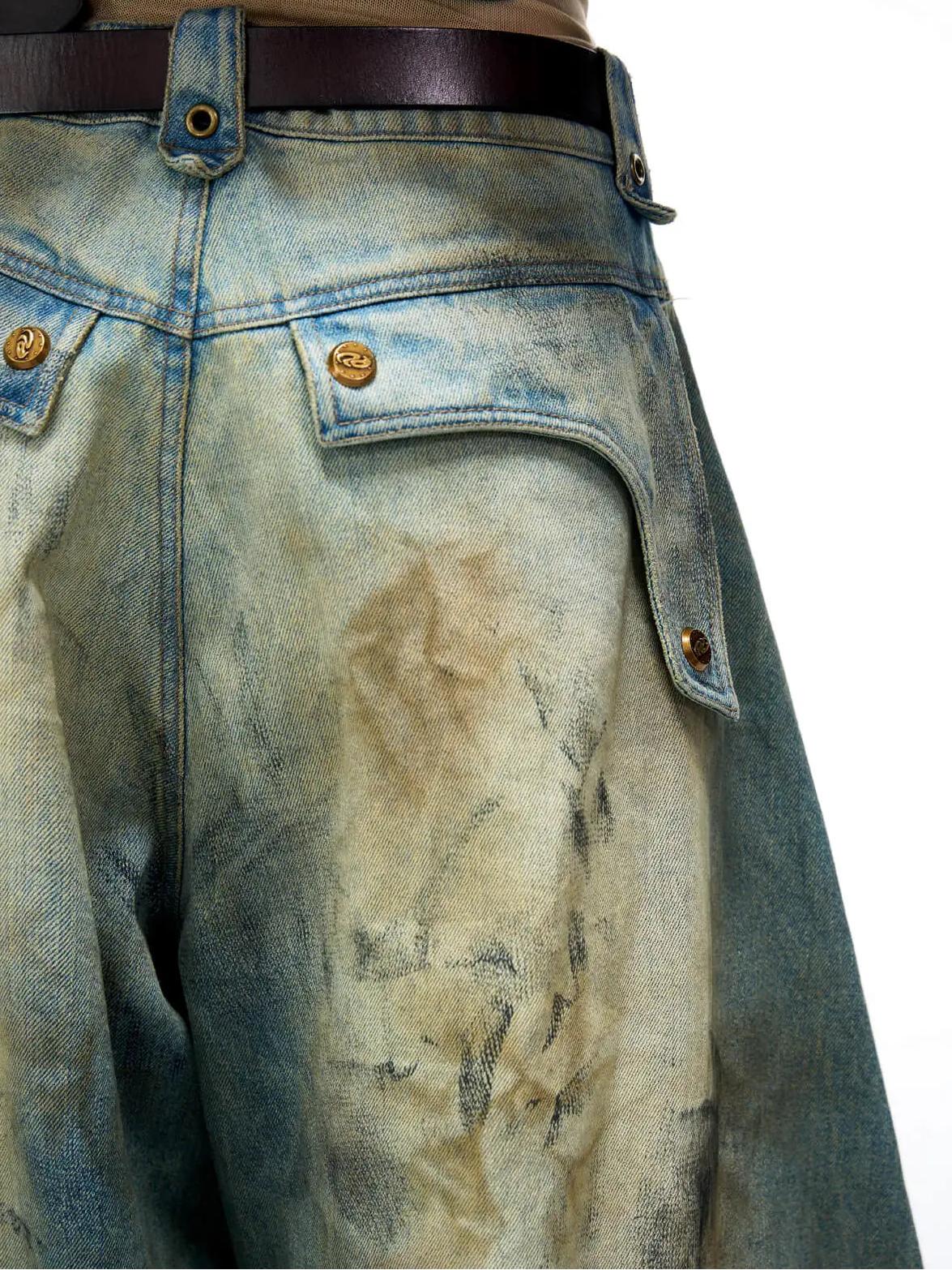 Plato-Dyed Embroidered Scimitar Jeans-Massicos