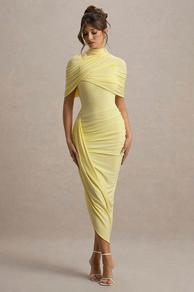 Cape Waist Midi Dress-ROVOLE