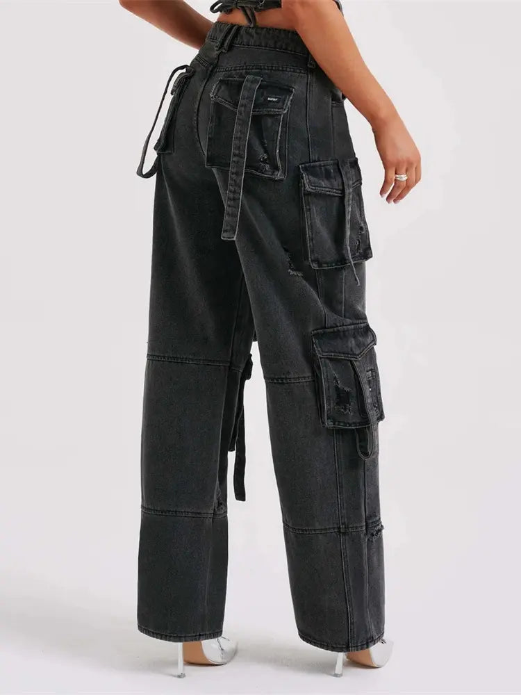 Low-Waist Pocket Jeans-Massicos