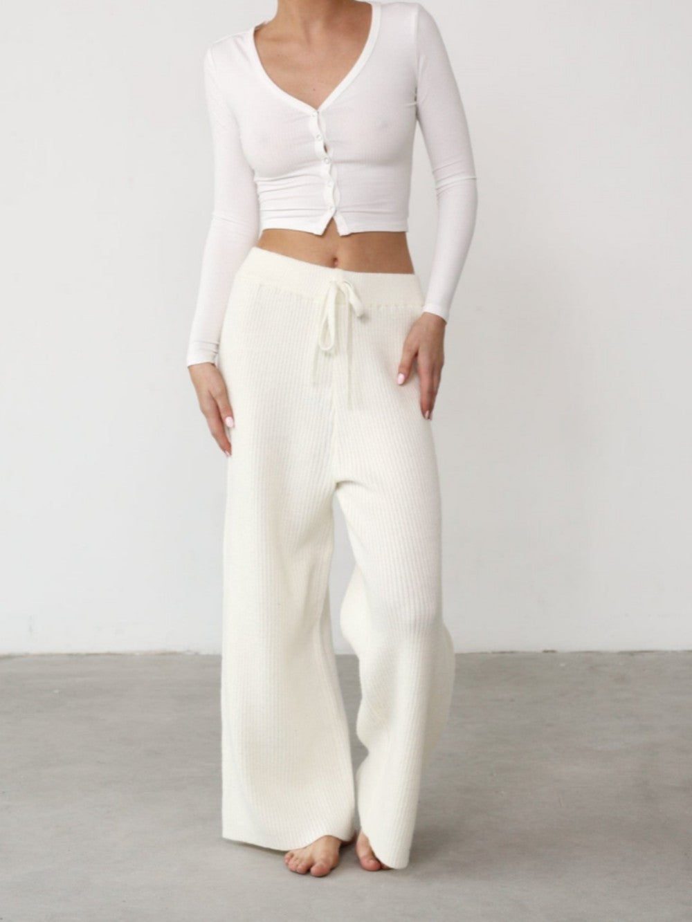 Organic Thermal Knit Wide Leg Pant-Massicos