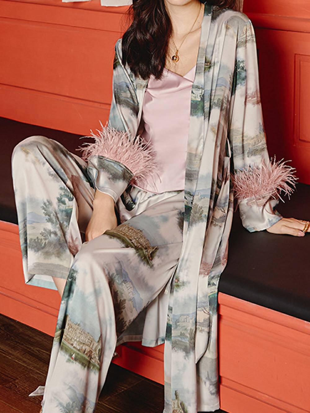 Feathered landscape pajamas three-pack-Massicos